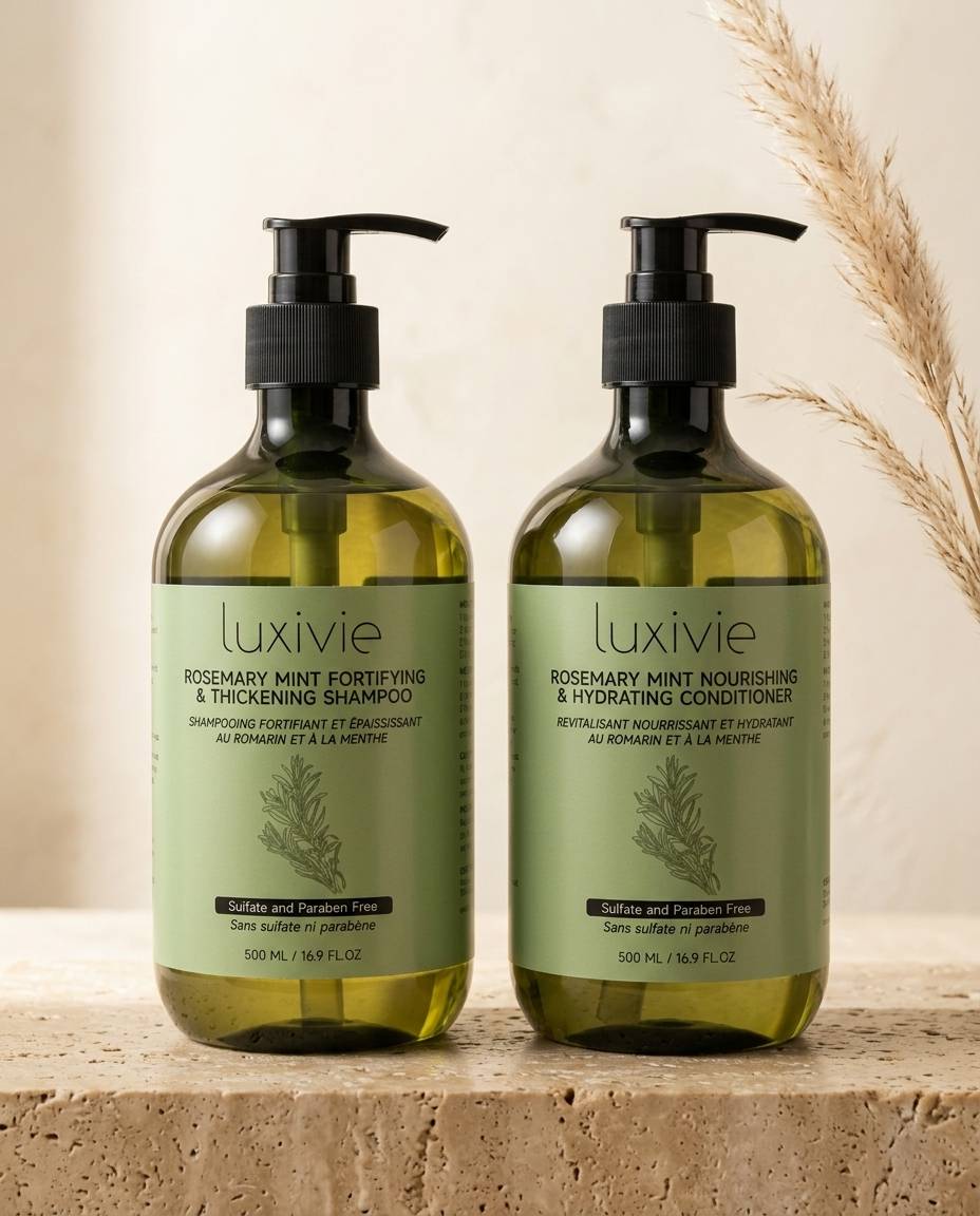 Luxivie Rosemary Mint Shampoo & Conditioner Set for Oily Hair — Gentle Cleansing & Lightweight Hydration