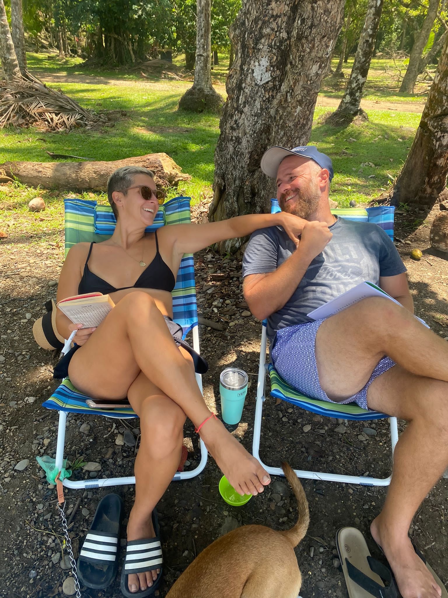 Rosa and Dave sitting in beach chairs
